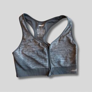Avia Women's Seamless Zip Front Gray Sports Bra